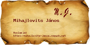Mihajlovits János névjegykártya