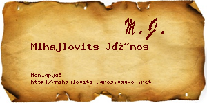 Mihajlovits János névjegykártya